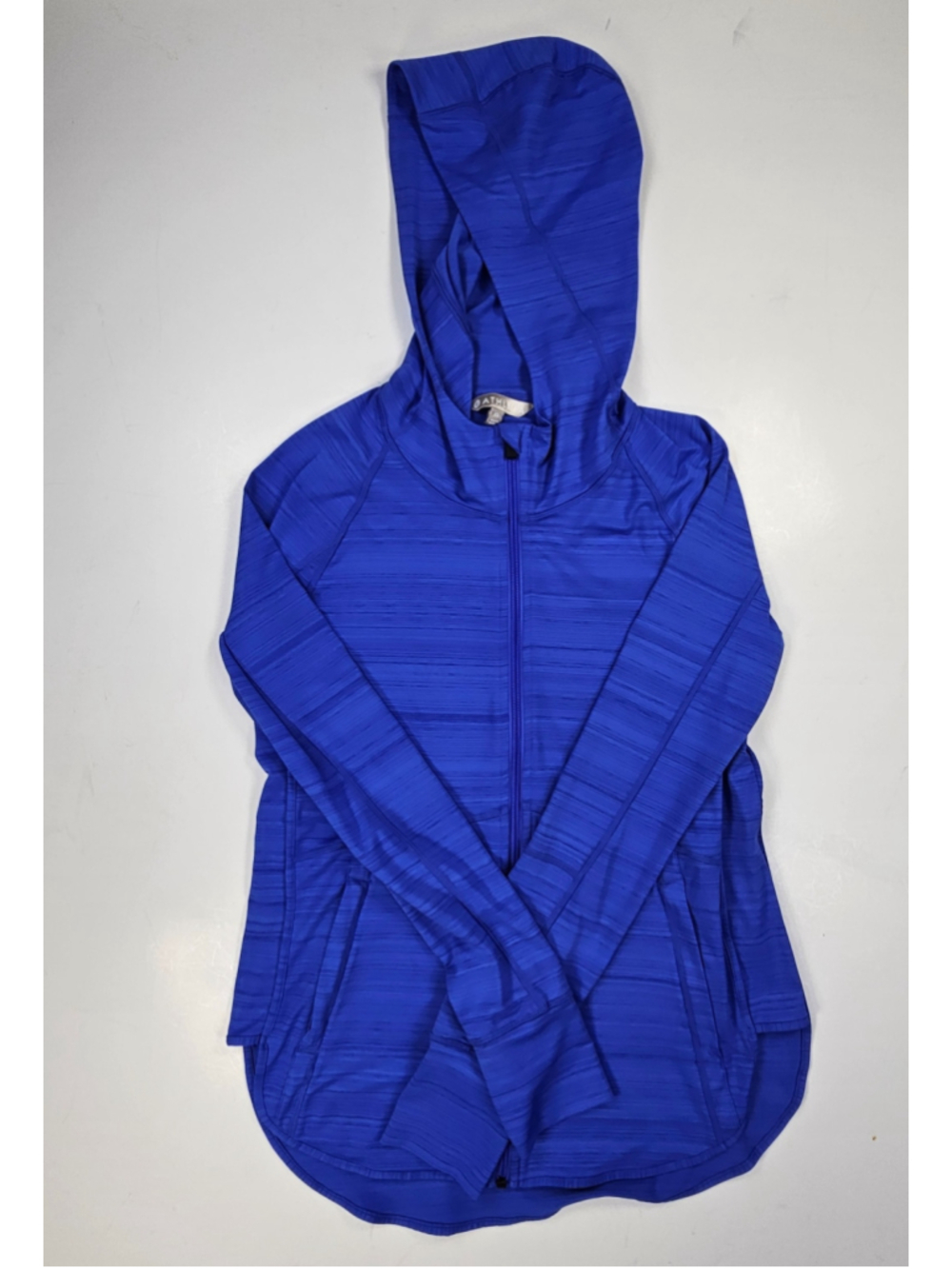 Athleta Strength Hoodie Womens XS Blue Space Dye Full Zip Thumbholes Jacket
